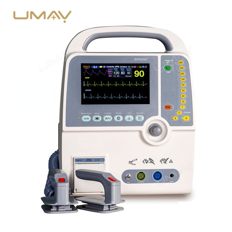 Biphasic Defibrillator Monitor with Voice Prompts, ECG, and Optional Advanced Features for Human Medical Use