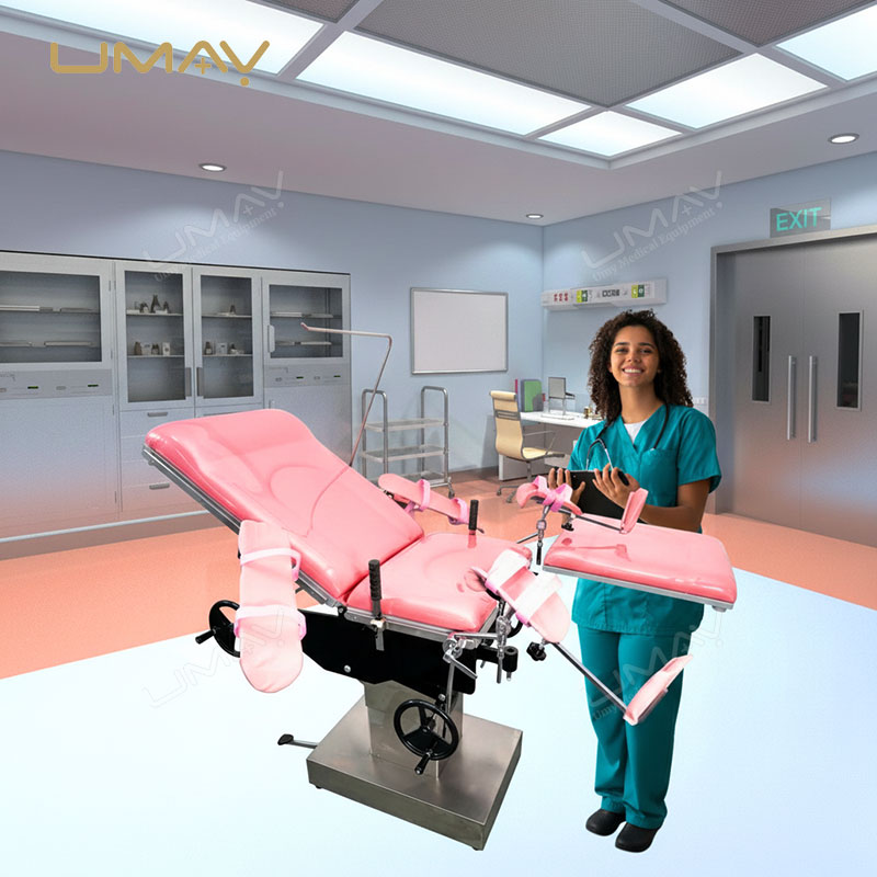 Comprehensive Obstetric Bed with Hydraulic Foot Lift and Antibacterial Mattress for Maternity and Surgical Use