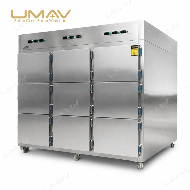 9-Body Mortuary Refrigerator & Cadaver Storage Cooler with Independent Chambers