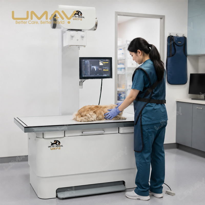 UMDRXY003 veterinary X-ray system in clinical use