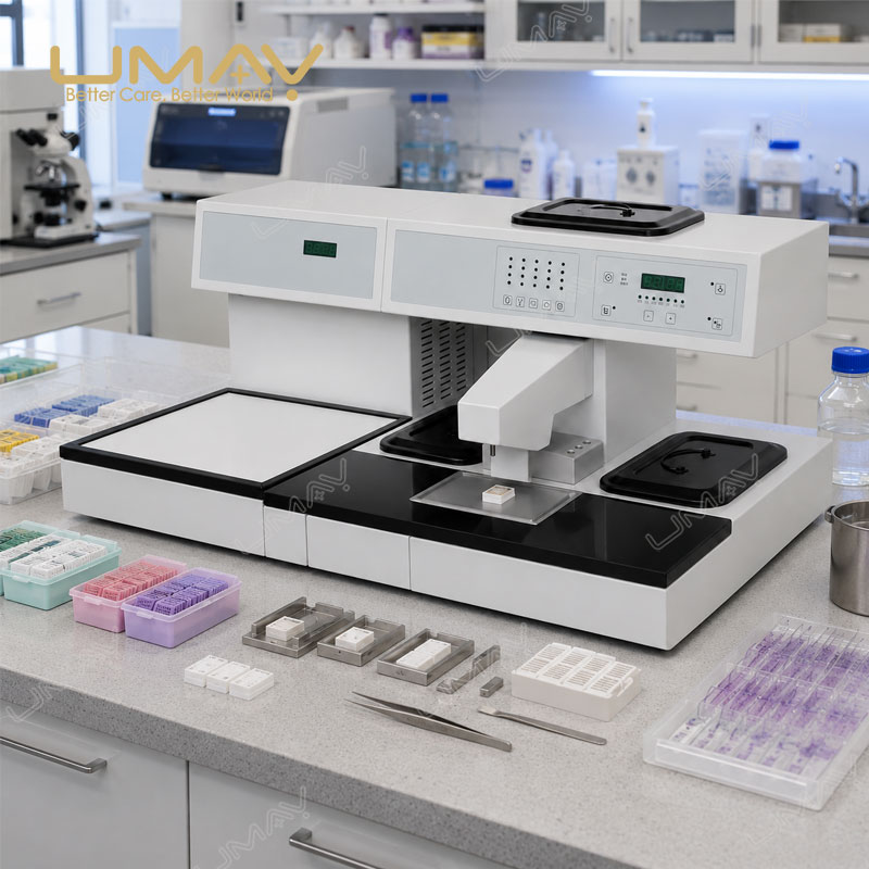 UMTEC001 tissue embedding center in pathology laboratory