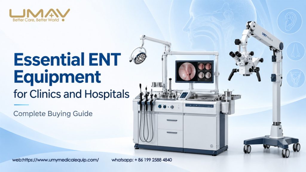 Essential ENT equipment for clinics and hospitals, featuring an ENT treatment unit, examination light, endoscopy imaging system and surgical microscope – UMY Medical